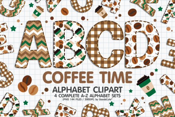 Coffee Time Alphabet Letters Sublimation: A Design Asset That Brews Creativity