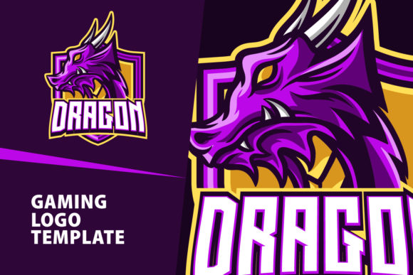 Unleash Your Brand: The Purple Dragon Mascot Gaming Logo Design